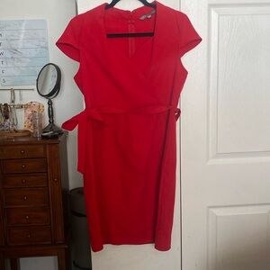 Sharagano cap sleeve red dress
